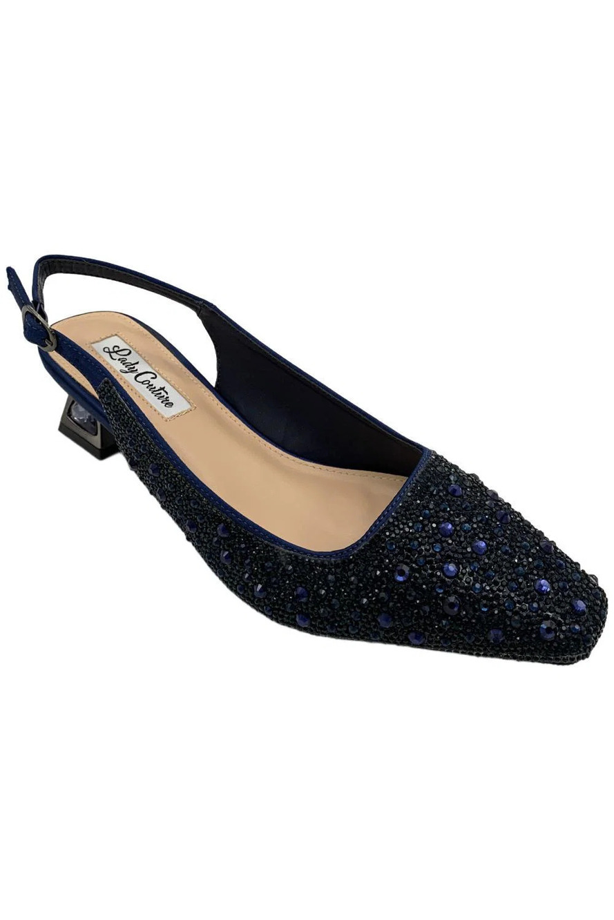 Lady Couture of NY Women's Ronda Slingback Kitten Heel Navy - Medium